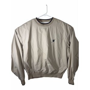 Nautica Men’s 2XL Beige Crew Neck Pullover Windbreaker Jacket Fitted Waist